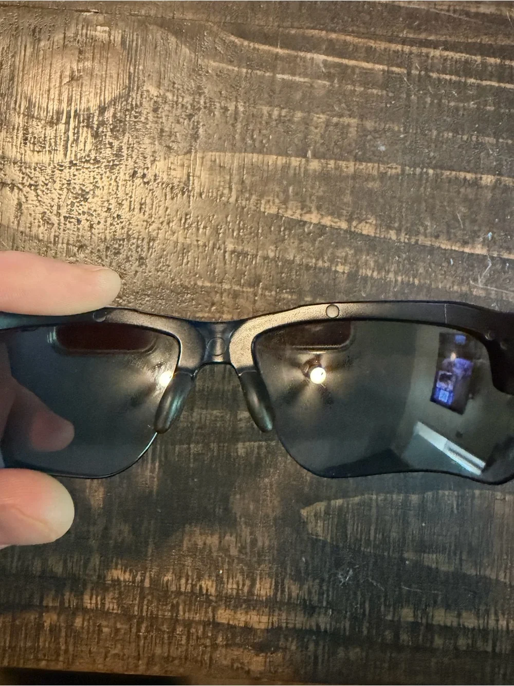 Oakley Black Sport Sunglasses with Blue-Gray Mirrored Lenses